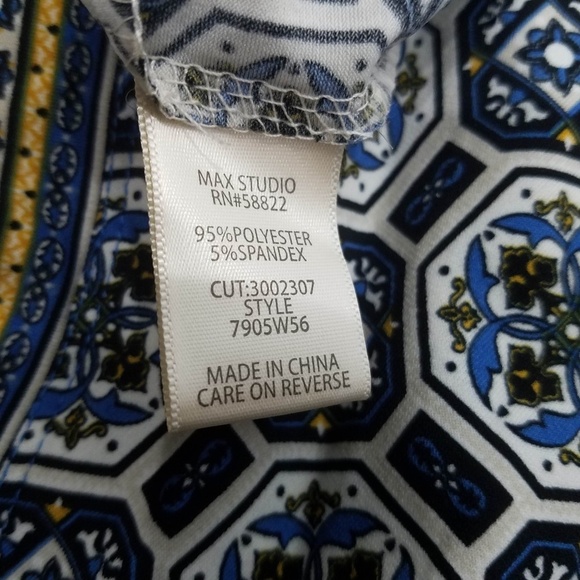 Max Studio Dress Womens Small Blue Printed Faux Wrap Jersey - Picture 5 of 6